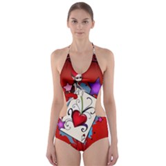 The Red Card Heart A With Fairy Cut-out One Piece Swimsuit by FantasyWorld7