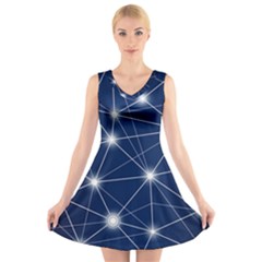 Network Technology Digital V-neck Sleeveless Dress by HermanTelo