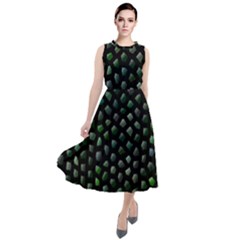 Abstract Green Design Scales Round Neck Boho Dress by Wegoenart