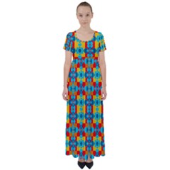 Pop Art  High Waist Short Sleeve Maxi Dress by Sobalvarro