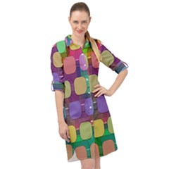 Pattern  Long Sleeve Mini Shirt Dress by Sobalvarro