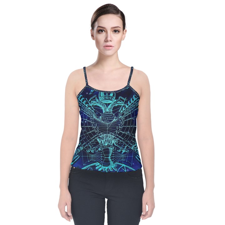 Zodiac Sign Astrology Horoscope Velvet Spaghetti Strap Top