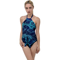 Zodiac Sign Astrology Horoscope Go With The Flow One Piece Swimsuit by Wegoenart