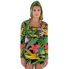 Tropical Greens Long Sleeve Hooded T-shirt by Sobalvarro
