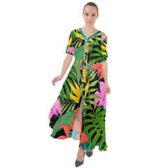 Tropical Greens Waist Tie Boho Maxi Dress by Sobalvarro