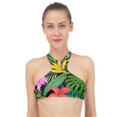 Tropical Greens High Neck Bikini Top by Sobalvarro