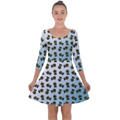 Blue Gradient Flower Quarter Sleeve Skater Dress by snowwhitegirl