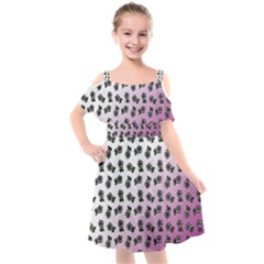 Magenta Gradient Flower Kids  Cut Out Shoulders Chiffon Dress by snowwhitegirl