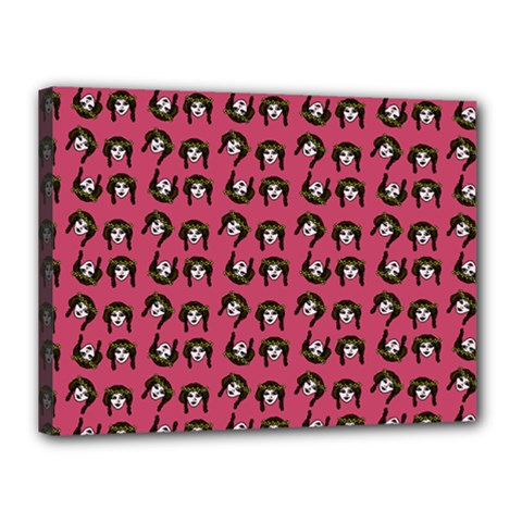 Retro Girl Daisy Chain Pattern Pink Canvas 16  X 12  (stretched) by snowwhitegirl