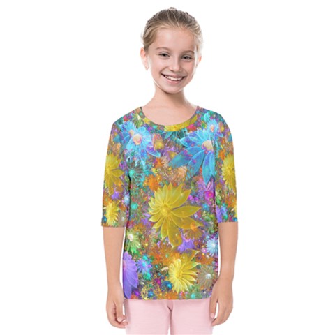 Apo Flower Power Kids  Quarter Sleeve Raglan Tee by WolfepawFractals