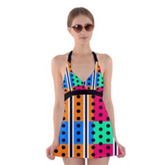 Polka Dots Two Times 5 Black Halter Dress Swimsuit  by impacteesstreetwearten
