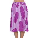 Exotic Tropical Leafs Watercolor Pattern Velvet Flared Midi Skirt View2