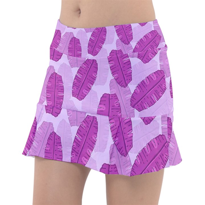 Exotic Tropical Leafs Watercolor Pattern Tennis Skirt