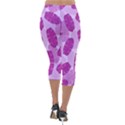 Exotic Tropical Leafs Watercolor Pattern Lightweight Velour Capri Leggings  View2