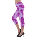 Exotic Tropical Leafs Watercolor Pattern Lightweight Velour Capri Leggings  View3