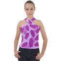 Exotic Tropical Leafs Watercolor Pattern Cross Neck Velour Top View1