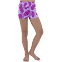 Exotic Tropical Leafs Watercolor Pattern Kids  Lightweight Velour Yoga Shorts View1