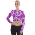 Exotic Tropical Leafs Watercolor Pattern Long Sleeve Cropped Velvet Jacket View1