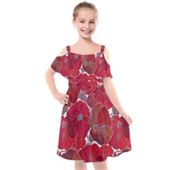 Floral Pattern Background Kids  Cut Out Shoulders Chiffon Dress by Vaneshart