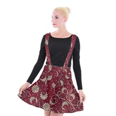 Floral Pattern Background Suspender Skater Skirt