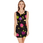 Vector Seamless Summer Fruits Pattern Colorful Cartoon Background Bodycon Dress
