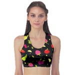 Vector Seamless Summer Fruits Pattern Colorful Cartoon Background Sports Bra