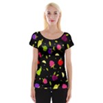 Vector Seamless Summer Fruits Pattern Colorful Cartoon Background Cap Sleeve Top