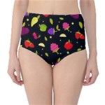 Vector Seamless Summer Fruits Pattern Colorful Cartoon Background Classic High-Waist Bikini Bottoms
