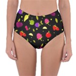 Vector Seamless Summer Fruits Pattern Colorful Cartoon Background Reversible High-Waist Bikini Bottoms