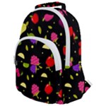 Vector Seamless Summer Fruits Pattern Colorful Cartoon Background Rounded Multi Pocket Backpack
