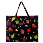 Vector Seamless Summer Fruits Pattern Colorful Cartoon Background Zipper Large Tote Bag