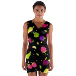 Vector Seamless Summer Fruits Pattern Colorful Cartoon Background Wrap Front Bodycon Dress