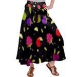 Vector Seamless Summer Fruits Pattern Colorful Cartoon Background Satin Palazzo Pants