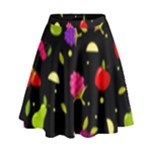 Vector Seamless Summer Fruits Pattern Colorful Cartoon Background High Waist Skirt