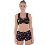 Vector Seamless Summer Fruits Pattern Colorful Cartoon Background Racerback Boyleg Bikini Set