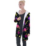 Vector Seamless Summer Fruits Pattern Colorful Cartoon Background Longline Hooded Cardigan