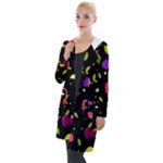 Vector Seamless Summer Fruits Pattern Colorful Cartoon Background Hooded Pocket Cardigan
