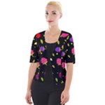 Vector Seamless Summer Fruits Pattern Colorful Cartoon Background Cropped Button Cardigan
