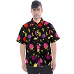 Vector Seamless Summer Fruits Pattern Colorful Cartoon Background Men s Short Sleeve Shirt