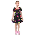 Vector Seamless Summer Fruits Pattern Colorful Cartoon Background Kids  Short Sleeve Velvet Dress