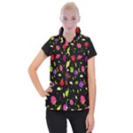 Vector Seamless Summer Fruits Pattern Colorful Cartoon Background Women s Button Up Vest
