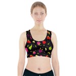 Vector Seamless Summer Fruits Pattern Colorful Cartoon Background Sports Bra With Pocket