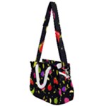 Vector Seamless Summer Fruits Pattern Colorful Cartoon Background Rope Handles Shoulder Strap Bag