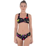 Vector Seamless Summer Fruits Pattern Colorful Cartoon Background Criss Cross Bikini Set