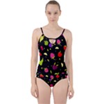 Vector Seamless Summer Fruits Pattern Colorful Cartoon Background Cut Out Top Tankini Set