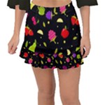 Vector Seamless Summer Fruits Pattern Colorful Cartoon Background Fishtail Mini Chiffon Skirt