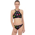 Vector Seamless Summer Fruits Pattern Colorful Cartoon Background Racer Front Bikini Set