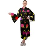 Vector Seamless Summer Fruits Pattern Colorful Cartoon Background Maxi Velour Kimono