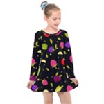 Vector Seamless Summer Fruits Pattern Colorful Cartoon Background Kids  Long Sleeve Dress