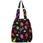 Vector Seamless Summer Fruits Pattern Colorful Cartoon Background Center Zip Backpack